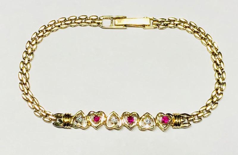 Heart Ruby Diamond Bracelet (14K)