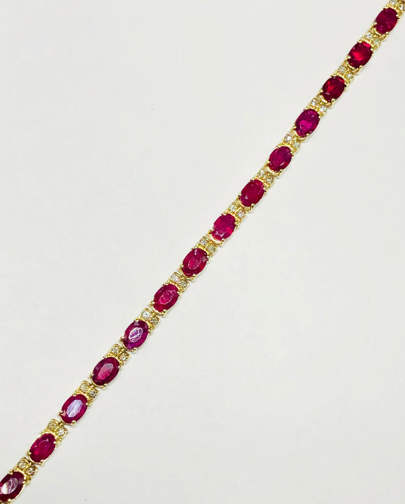 Oval Ruby Diamond Bracelet (14K)