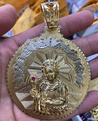 Pendent tal-Medallion ta 'Santa Barbara b'żewġt iż-Żirkonji (14K)