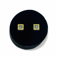 Tri-Color Diamond Square Earring (10K)