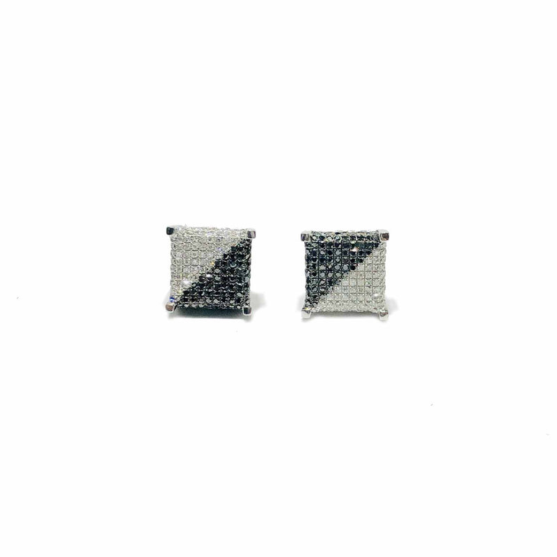 Two-Color Diamond Square Earring (10K)
