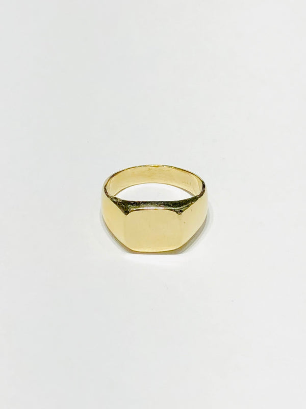 Square Solid Shiny Signet Ring (14K)