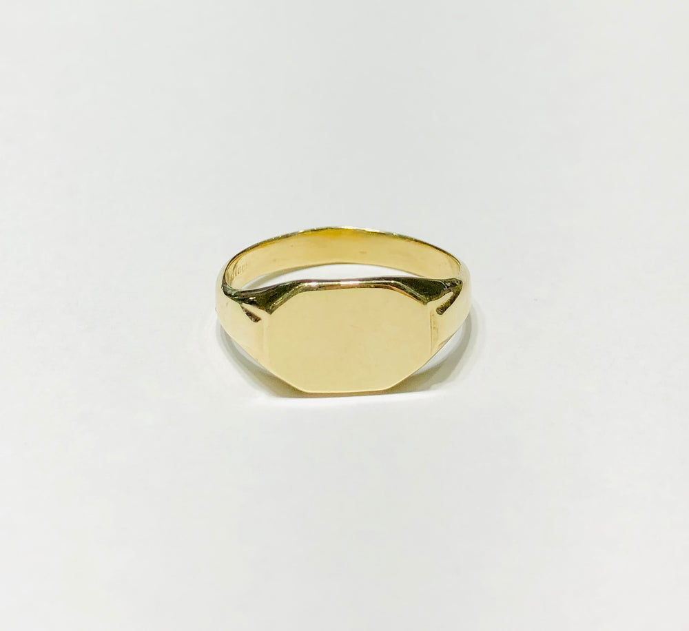 Hexagon Solid Signet Ring (14K)