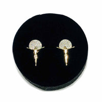 Diamond Halo Crucified Jesus Stud Earring (10K)