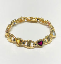 Colorful CZ Heart Bracelet (14K).