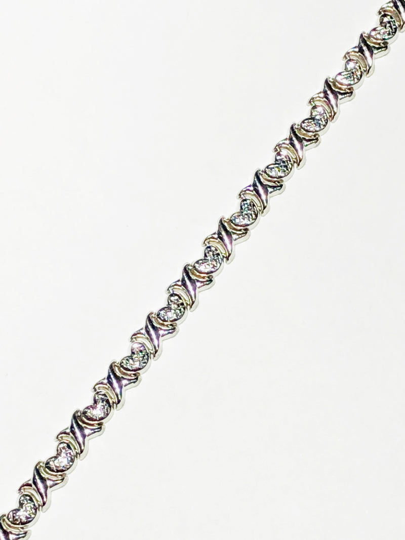 X and Heart Diamond Cut Bracelet (10K)