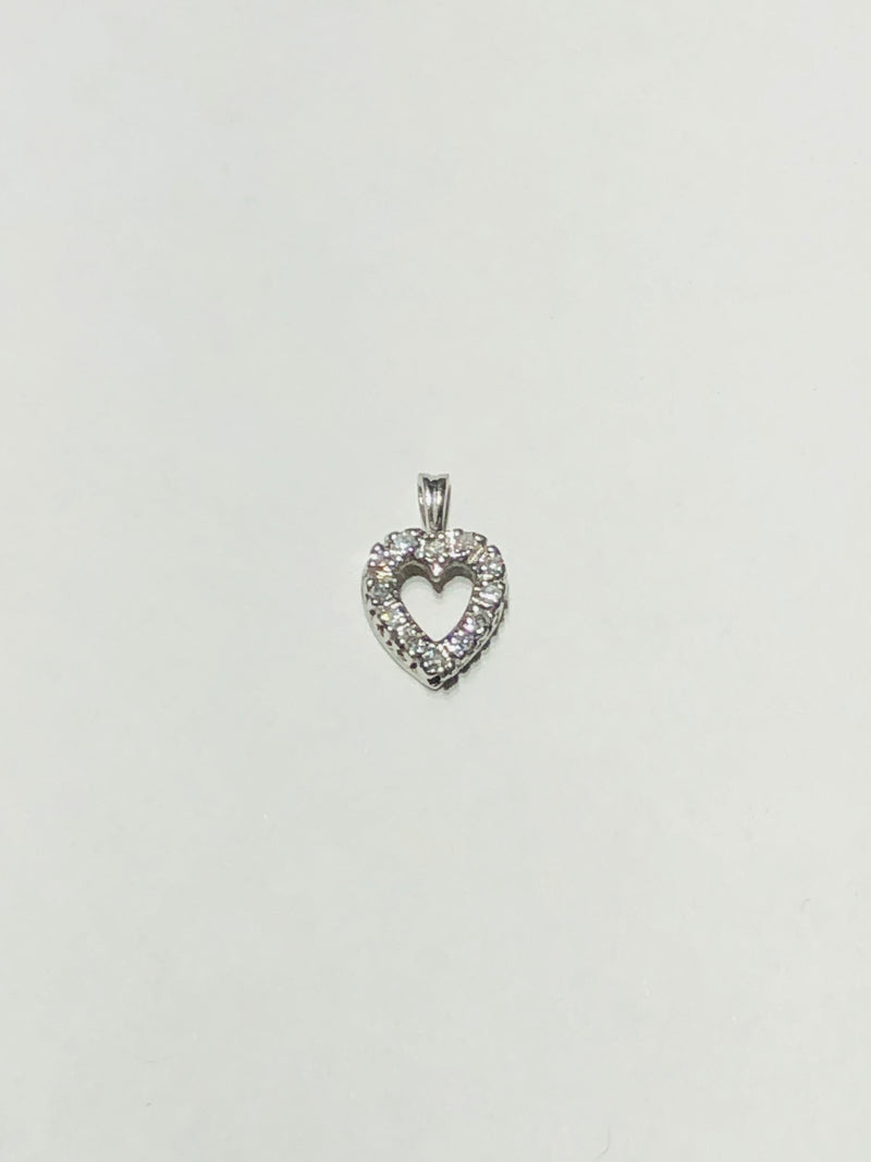 White Gold Heart Frame Diamond Pendant (14K)