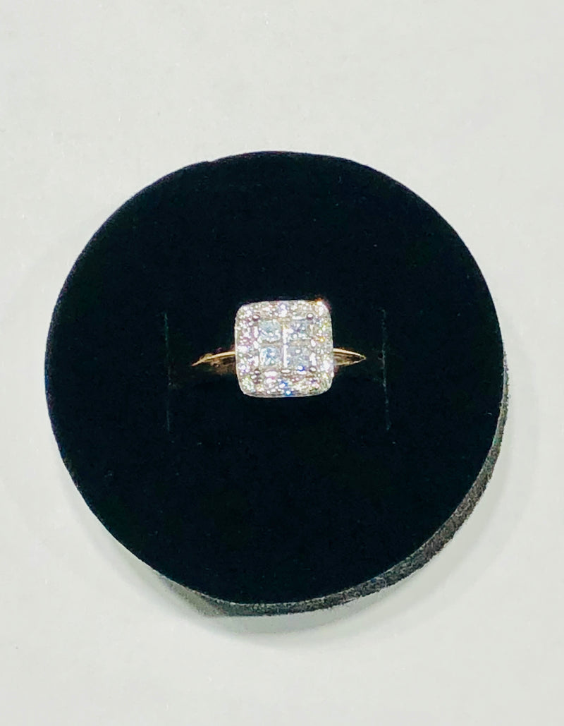 Square Diamond T/T Ring (14K)