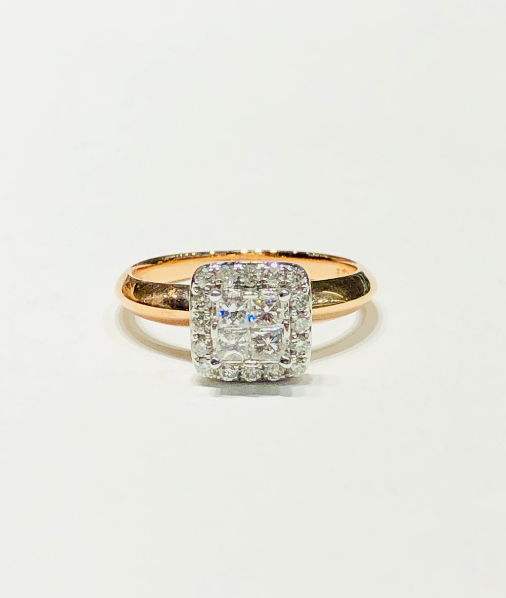 Square Diamond T/T Ring (14K)