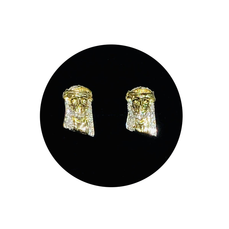 Jesus Head Diamond Stud Earring (10K)