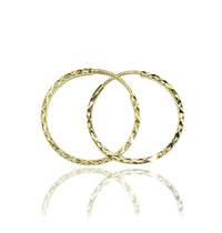 Yellow Gold Diamond-Cut Hoop Earring (14K)