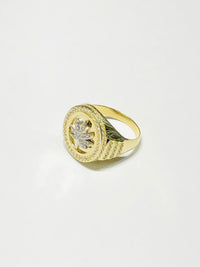 Two-Tone Gold Cannabis CZ Ring (10K)