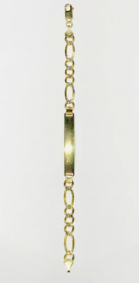Two Tone ID Figaro Diamond-Cut Bracelet (14K)