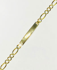 Two Tone ID Figaro Diamond-Cut Bracelet (14K)