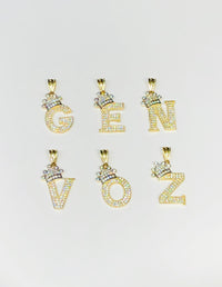 Duha ka Tono nga Sulat W / Crown CZ pendant (14K)