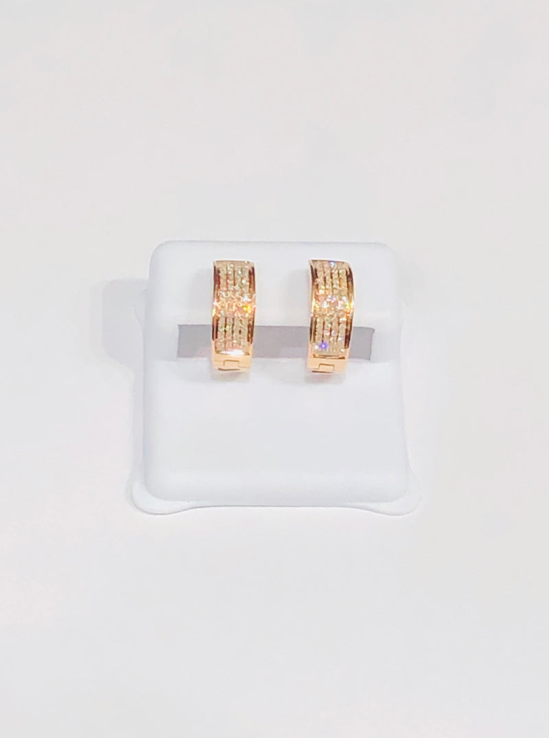 Four-Row Huggie Diamond Earrings (14K)