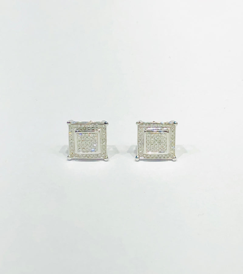 Square Diamond Stud Earrings (14K)