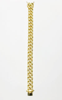 鑽石邁阿密黃金古巴鏈手鍊 (14K)