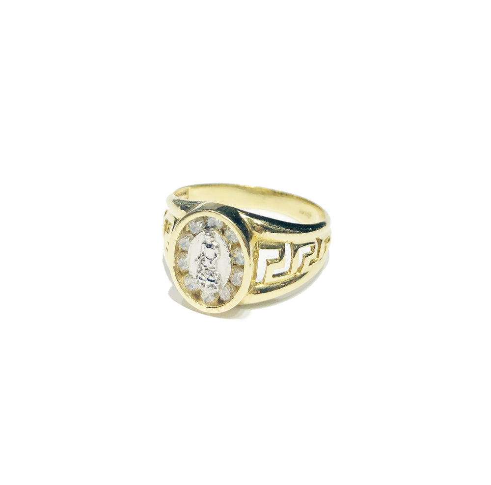Two-Tone Saint Lazarus CZ Ring (14K)