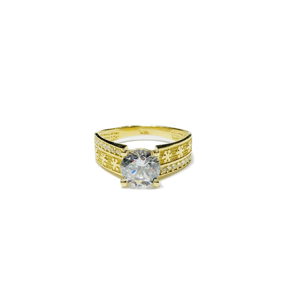 Snowflake Shaped CZ Ring (14K)