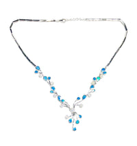 Flower & Tears Drops CZ Necklace (Silver)