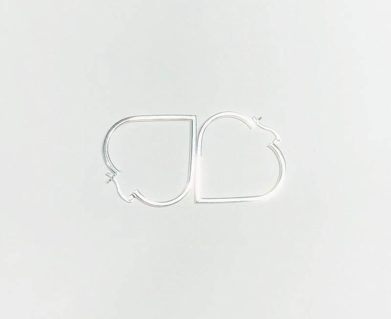 Heart Shaped Hoop Earrings (Silver)