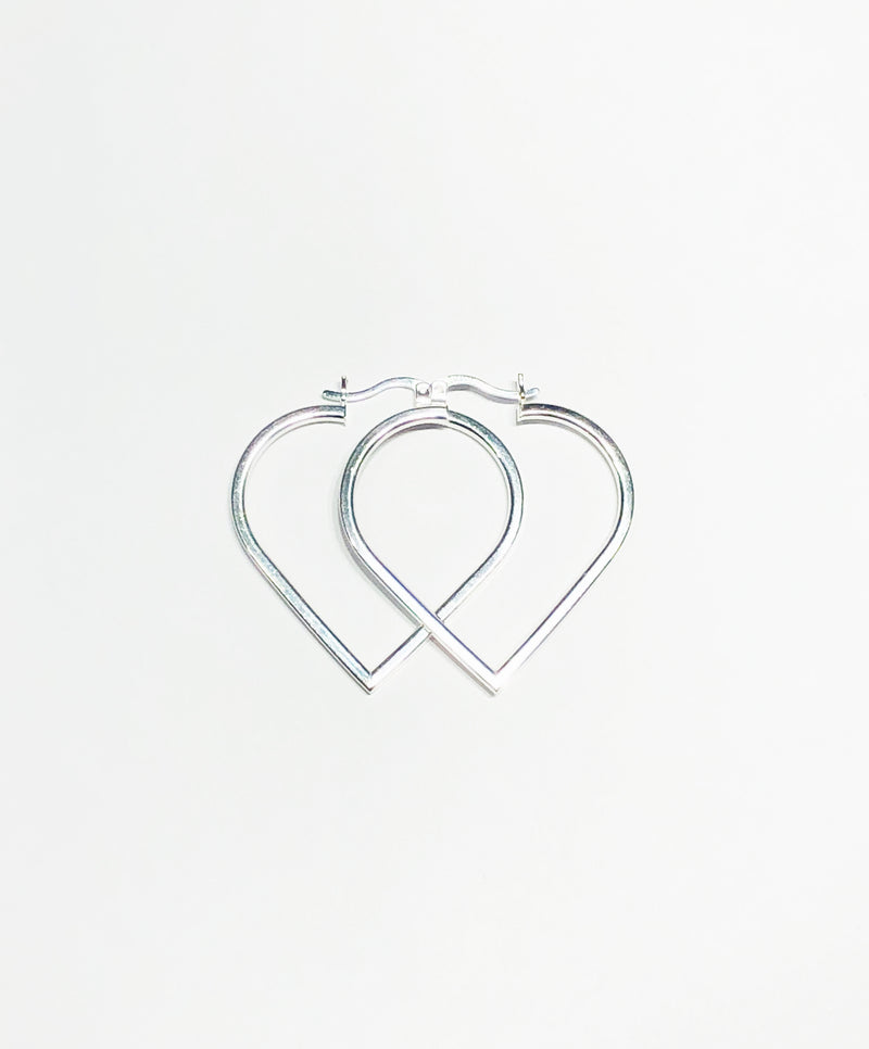 Heart Shaped Hoop Earrings (Silver)