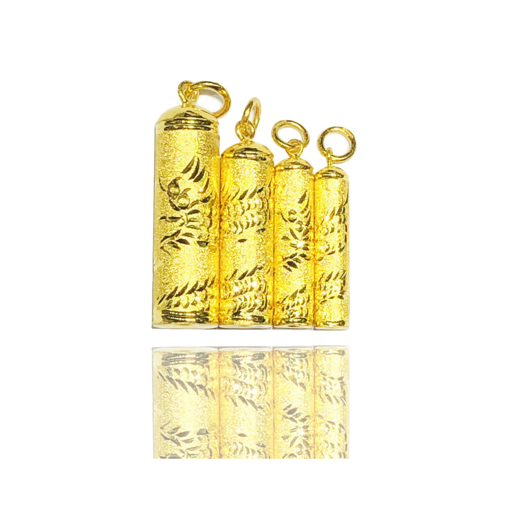 Cylinder Pendant (Dragon Motif) 24K