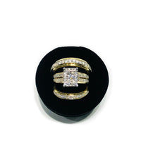 Three-Price Engagement Yellow Gold Diamond Ring (14K)