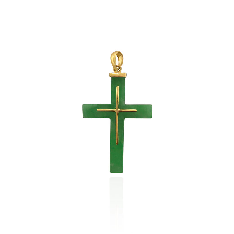 Jade Cross Pendant (14K)