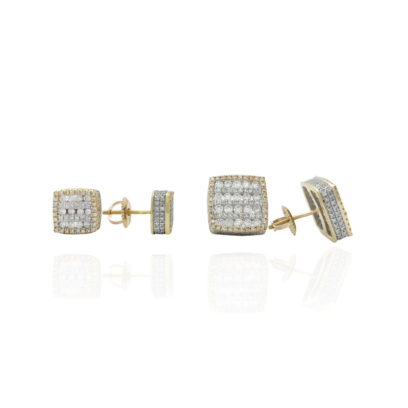 Two-Tone Diamond Stack Stud Earrings (14K)