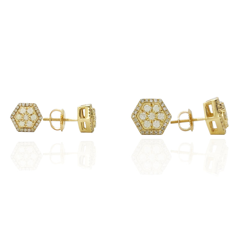 Diamond Hexagon Stud Earring (14K)