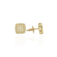 Diamond Puffy Square Earring (14K)