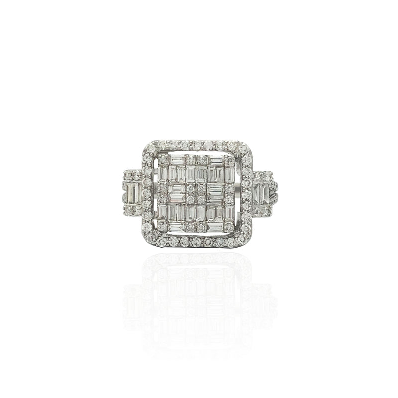 Plaid Square Diamond Engagement Ring (14K)