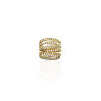 Diamond Multi-Row Yellow Gold Ring (14K)