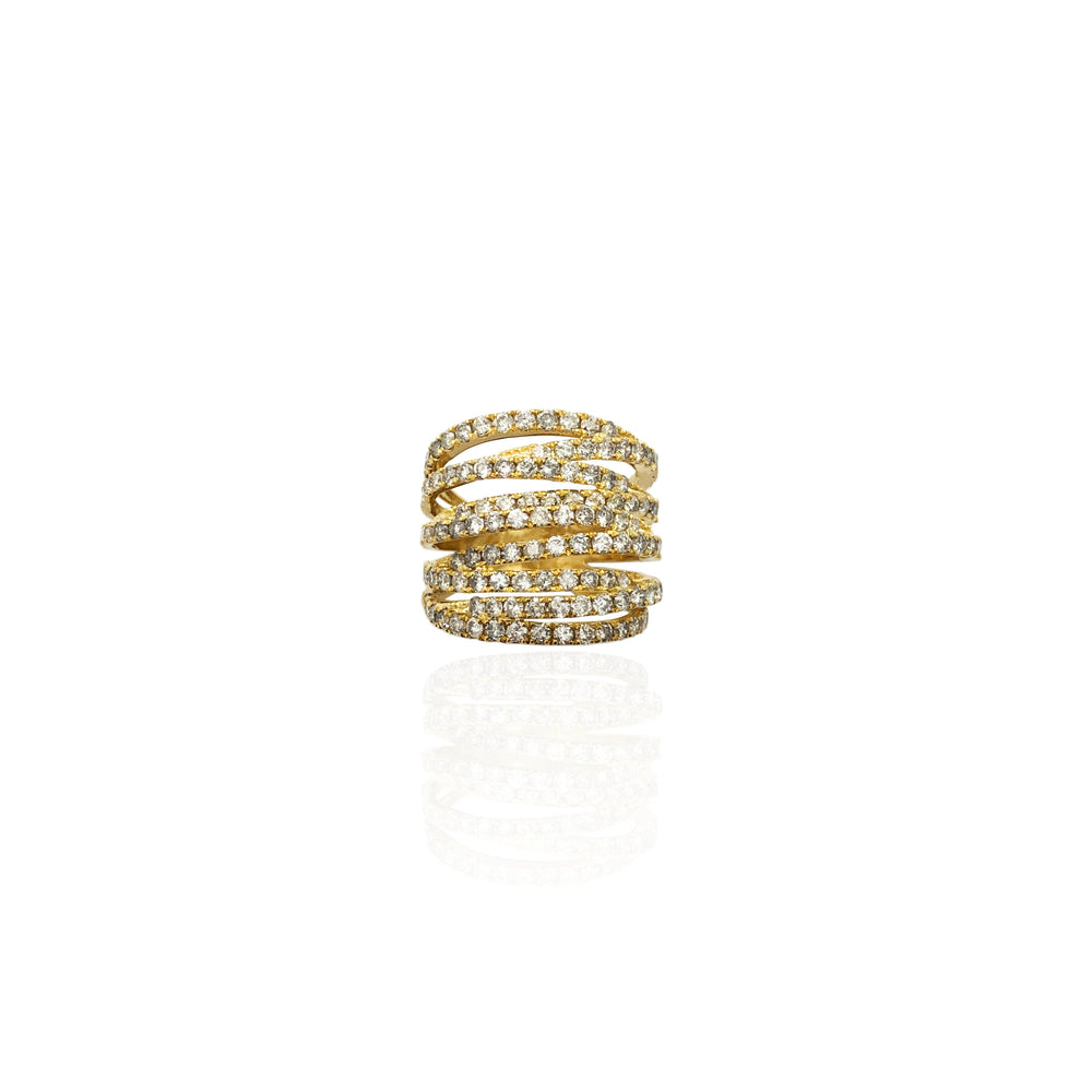 Diamond Multi-Row Yellow Gold Ring (14K)