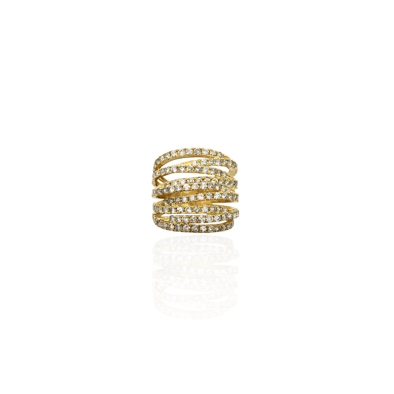 Diamond Multi-Row Yellow Gold Ring (14K)