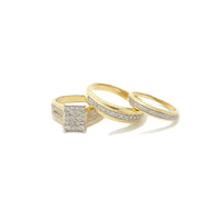 Diamond Rectangle Three-Pieces Two-Tone Gold Ring (14K)