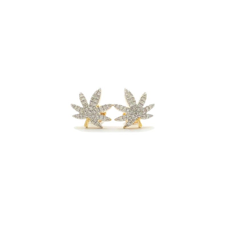 Cannabis Leaf Diamond Earrings (10K)