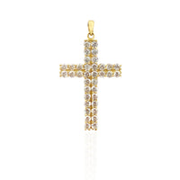 Two-Row Prong Set CZ Cross Pendant (14K)