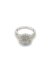 Iced-Out Princess & Round Cut Diamond Ring (14K)