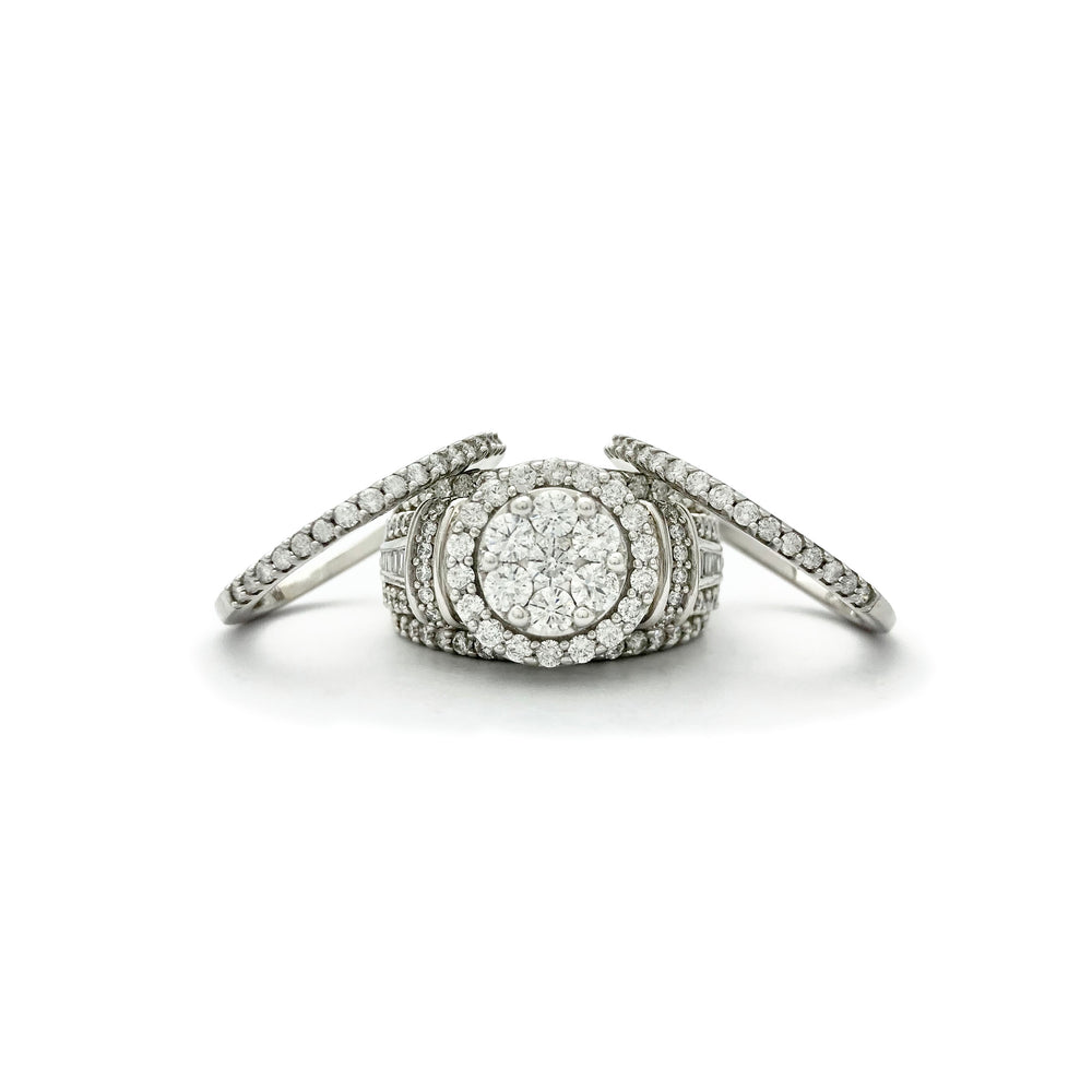 Iced-Out Round Diamond Three-Pieces Ring (14K)