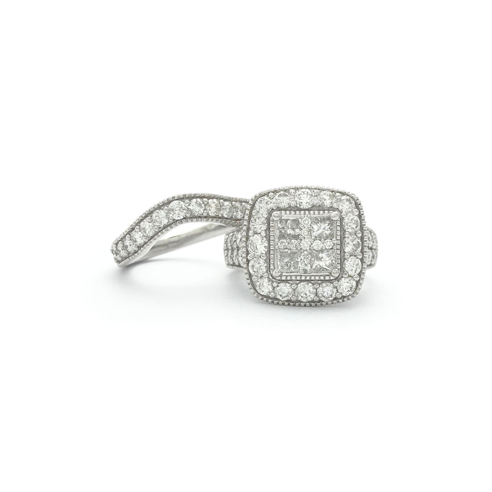 Square Princess & Round Diamond Two-pieces Ring (14K)