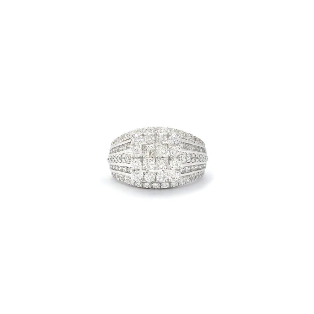 Square Princess & Round Diamond Ring (14K)