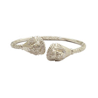 Textured Two Indian Head Bangle (Silver)