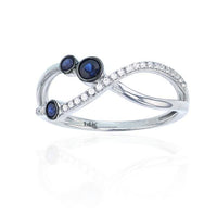 Diamant og blå stein Infinity Symbol Ring (14K)