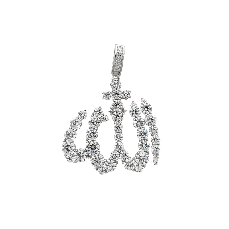Iced-Out Allah Pendant (Silver) Popular Jewelry New York
