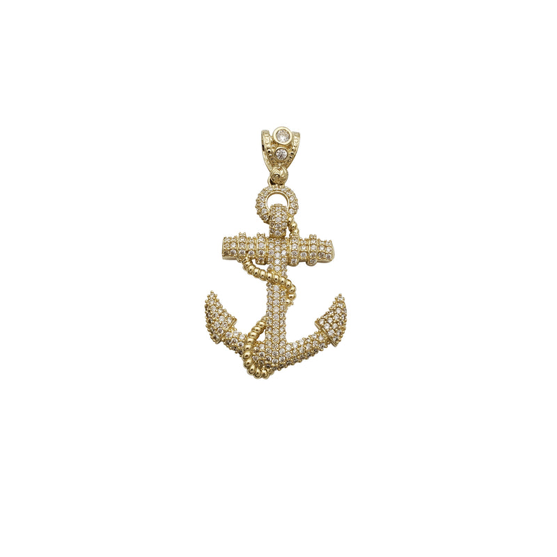 Iced-Out Anchor CZ Pendant (14K)
