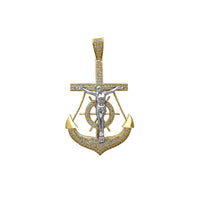 Iced-Out Anchor Crucifix Pendant (14K)