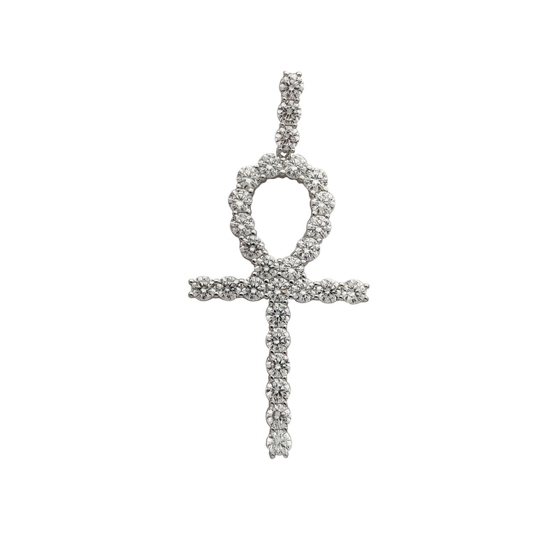 Iced-Out Ankh Pendant (Silver) Popular Jewelry New York